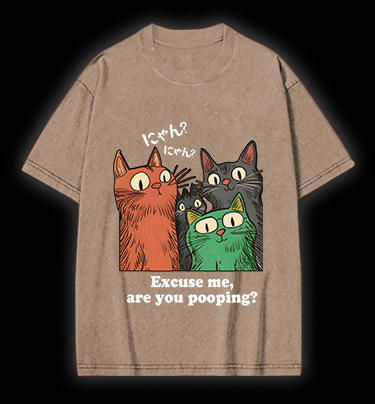 Funny Cat Question Vintage Washed 100% Cotton T-Shirt