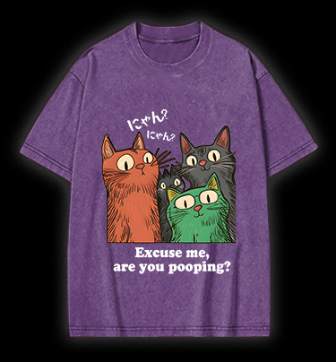 Funny Cat Question Vintage Washed 100% Cotton T-Shirt