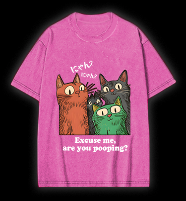 Funny Cat Question Vintage Washed 100% Cotton T-Shirt