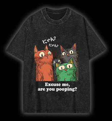 Funny Cat Question Vintage Washed 100% Cotton T-Shirt