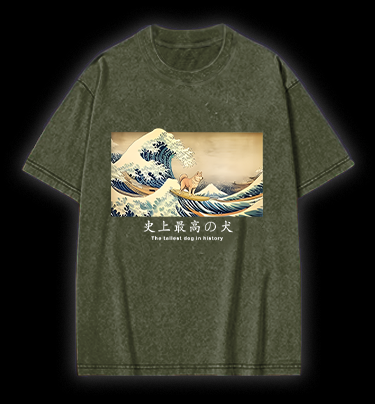 Dog's Wave Style Vintage Washed 100% Cotton T-Shirt