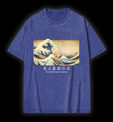 Dog's Wave Style Vintage Washed 100% Cotton T-Shirt