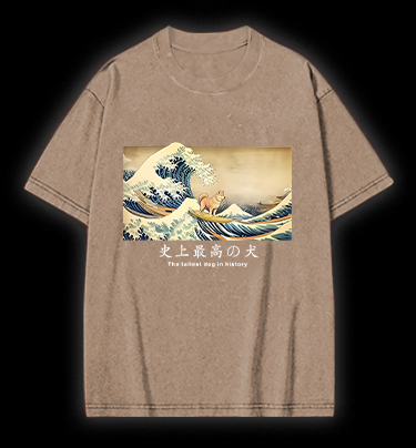 Dog's Wave Style Vintage Washed 100% Cotton T-Shirt