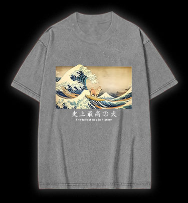 Dog's Wave Style Vintage Washed 100% Cotton T-Shirt