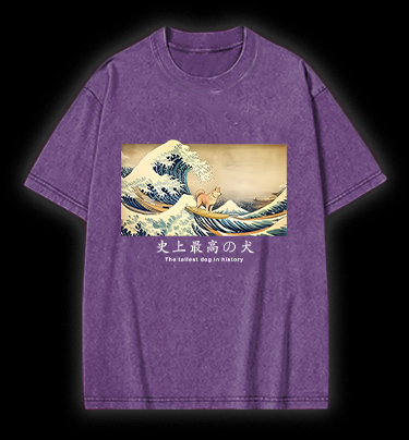 Dog's Wave Style Vintage Washed 100% Cotton T-Shirt