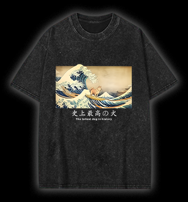 Dog's Wave Style Vintage Washed 100% Cotton T-Shirt