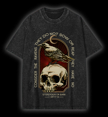 Dark Raven Vibe Vintage Washed 100% Cotton T-Shirt