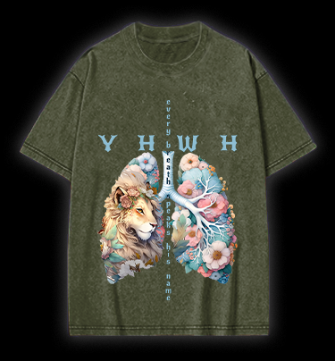Lion's Faith Style Vintage Washed 100% Cotton T-Shirt