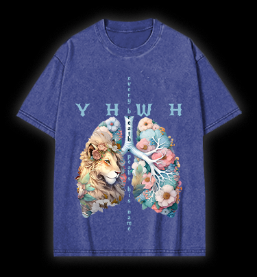 Lion's Faith Style Vintage Washed 100% Cotton T-Shirt