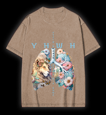 Lion's Faith Style Vintage Washed 100% Cotton T-Shirt