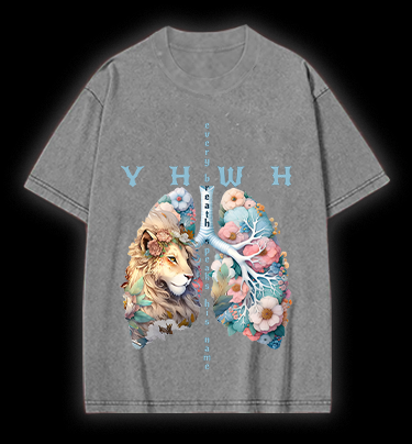 Lion's Faith Style Vintage Washed 100% Cotton T-Shirt