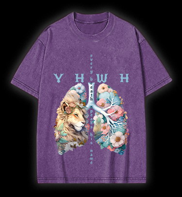 Lion's Faith Style Vintage Washed 100% Cotton T-Shirt