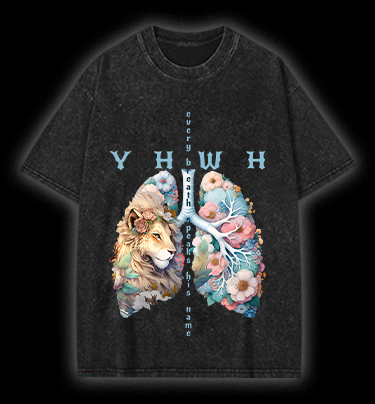 Lion's Faith Style Vintage Washed 100% Cotton T-Shirt