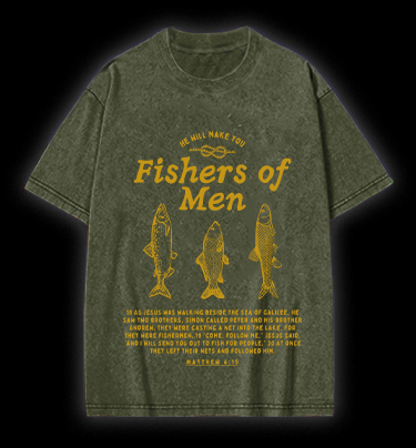 Fish's Bible Style Vintage Washed 100% Cotton T-Shirt