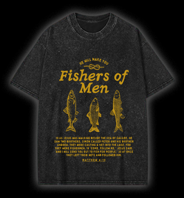Fish's Bible Style Vintage Washed 100% Cotton T-Shirt