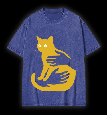 Hug Cat Fun Vintage Washed 100% Cotton T-Shirt