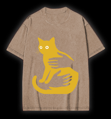 Hug Cat Fun Vintage Washed 100% Cotton T-Shirt