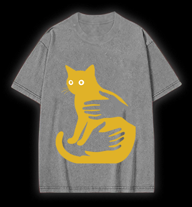 Hug Cat Fun Vintage Washed 100% Cotton T-Shirt