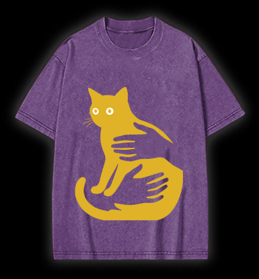 Hug Cat Fun Vintage Washed 100% Cotton T-Shirt