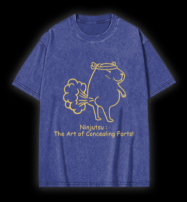 Capybara's Fart Style Vintage Washed 100% Cotton T-Shirt