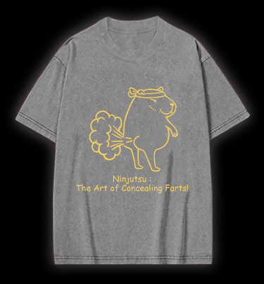 Capybara's Fart Style Vintage Washed 100% Cotton T-Shirt