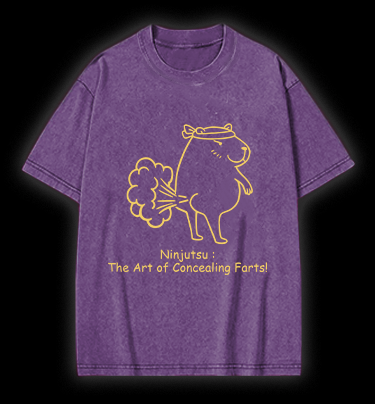 Capybara's Fart Style Vintage Washed 100% Cotton T-Shirt