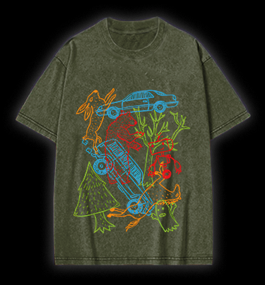Forest Animals Vibe Vintage Washed 100% Cotton T-Shirt