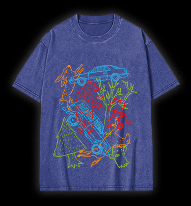 Forest Animals Vibe Vintage Washed 100% Cotton T-Shirt