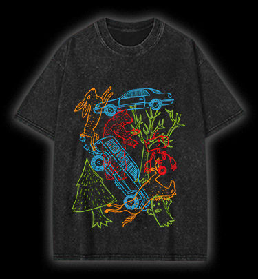 Forest Animals Vibe Vintage Washed 100% Cotton T-Shirt