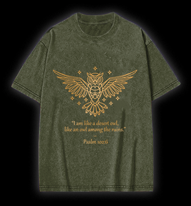 Owl's Bible Style Vintage Washed 100% Cotton T-Shirt