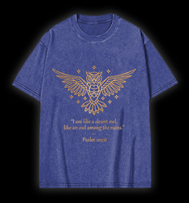 Owl's Bible Style Vintage Washed 100% Cotton T-Shirt