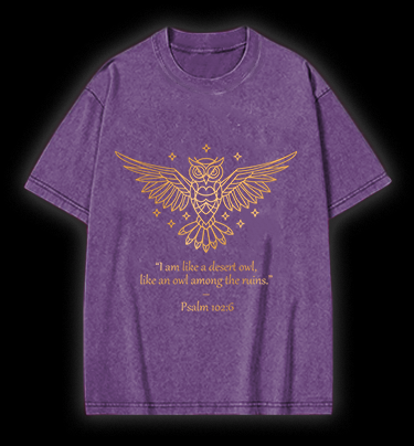 Owl's Bible Style Vintage Washed 100% Cotton T-Shirt