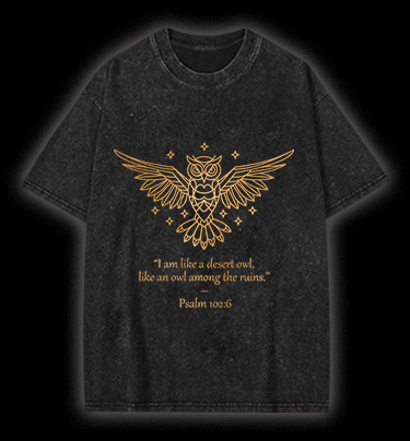 Owl's Bible Style Vintage Washed 100% Cotton T-Shirt