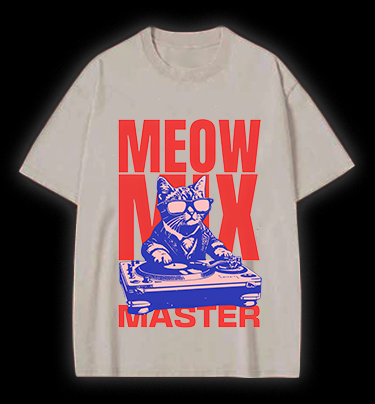 DJ Cat Fun Vintage Washed 100% Cotton T-Shirt