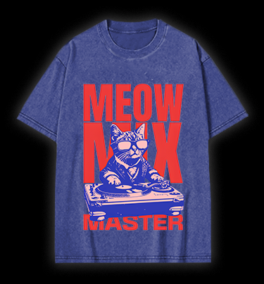 DJ Cat Fun Vintage Washed 100% Cotton T-Shirt
