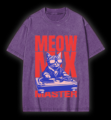 DJ Cat Fun Vintage Washed 100% Cotton T-Shirt