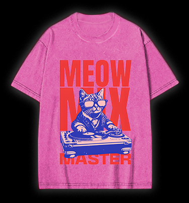 DJ Cat Fun Vintage Washed 100% Cotton T-Shirt