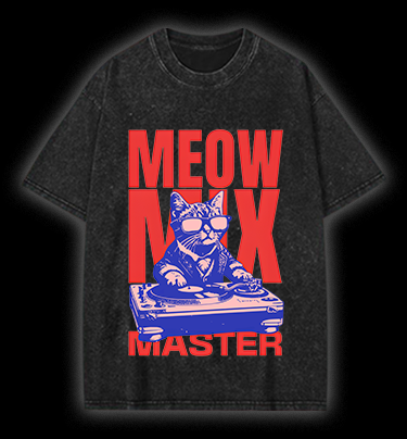 DJ Cat Fun Vintage Washed 100% Cotton T-Shirt