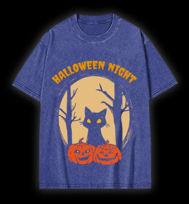 Spooky Cat Vibe Vintage Washed 100% Cotton T-Shirt