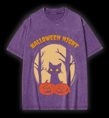 Spooky Cat Vibe Vintage Washed 100% Cotton T-Shirt