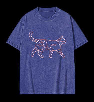 Cat's Wordy Silhouette Vintage Washed 100% Cotton T-Shirt