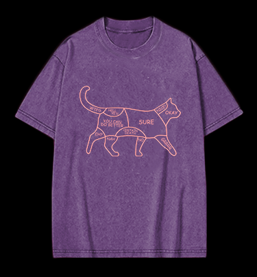 Cat's Wordy Silhouette Vintage Washed 100% Cotton T-Shirt