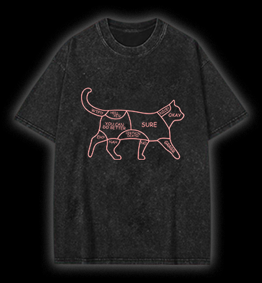 Cat's Wordy Silhouette Vintage Washed 100% Cotton T-Shirt