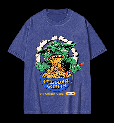 Cheddar Goblin Fun Vintage Washed 100% Cotton T-Shirt