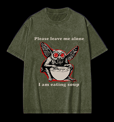 Funny Moth's Soup Time Vintage Washed 100% Cotton T-Shirt