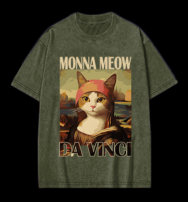 Monna Meow Art Vintage Washed 100% Cotton T-Shirt