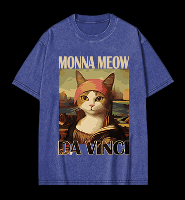 Monna Meow Art Vintage Washed 100% Cotton T-Shirt