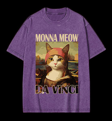 Monna Meow Art Vintage Washed 100% Cotton T-Shirt