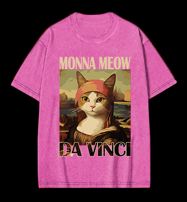 Monna Meow Art Vintage Washed 100% Cotton T-Shirt