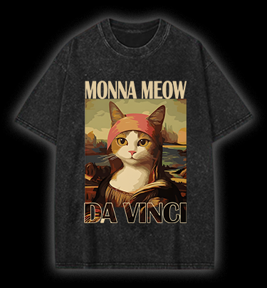 Monna Meow Art Vintage Washed 100% Cotton T-Shirt